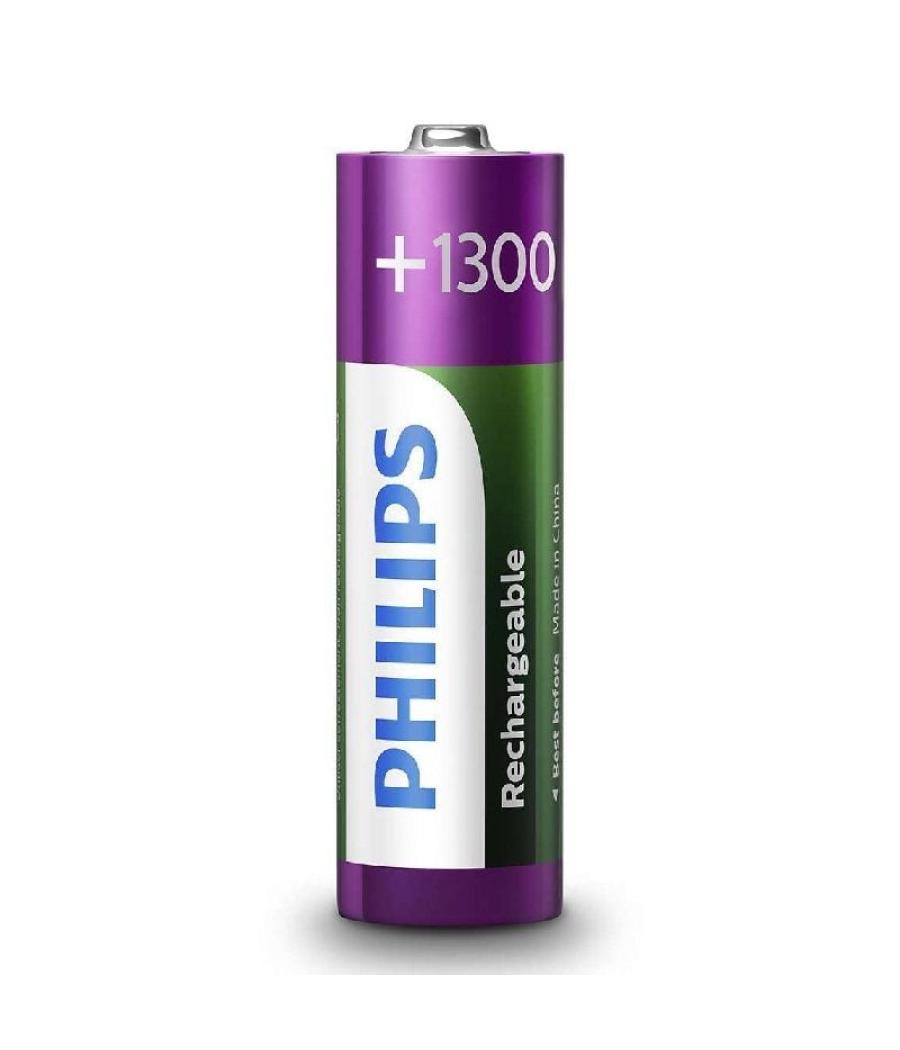 Pack de 4 pilas aa philips r6b4a130/10/ 1.2v/ recargables