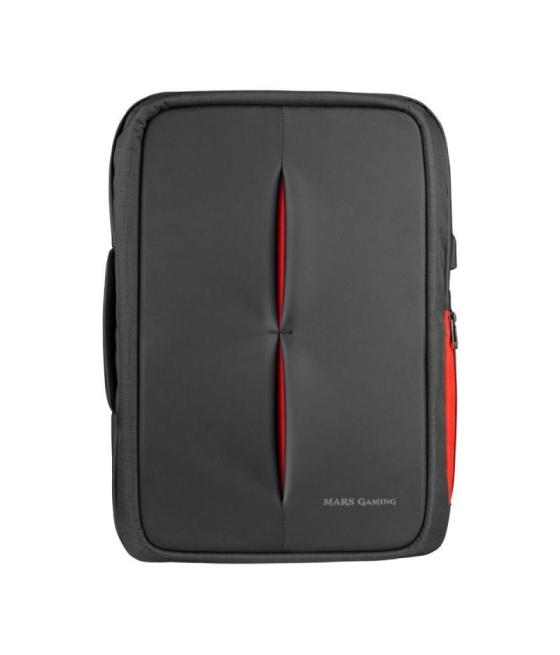 Mochila mars gaming mb2 para portátil hasta 17.3'/ puerto usb/ antirrobo/ impermeable/ gris y roja