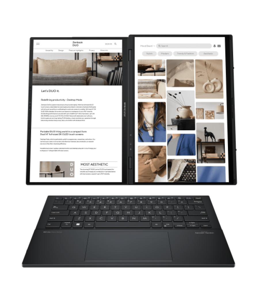 Asus zenbook duo oled ux8406ma-ql396w - ordenador portátil 14" wuxga (intel core ultra 9 185h, 32gb ram, 1tb ssd, arc graphics, 