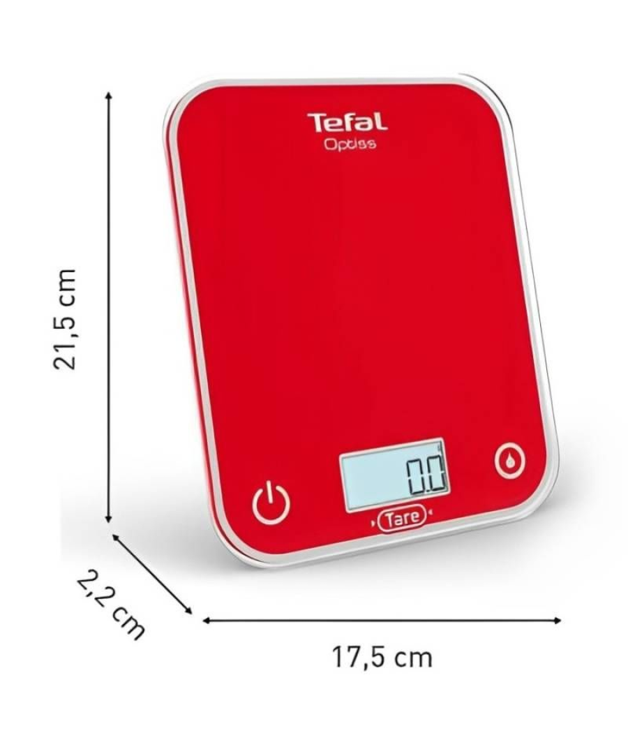 Báscula de cocina electrónica tefal optiss/ hasta 5kg/ roja