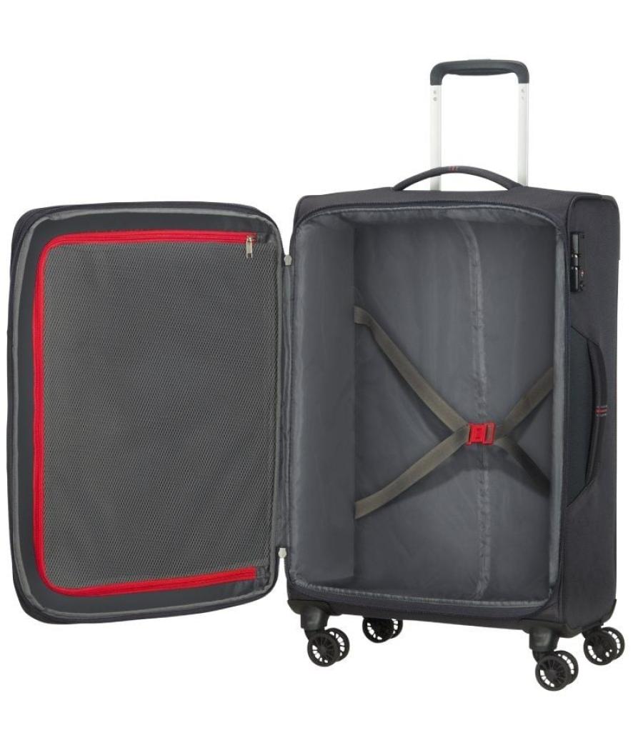 Maleta mediana american tourister crosstrack spinner expansible 67cm/ 67.5x42x27.5cm/ 4 ruedas/ gris y rojo