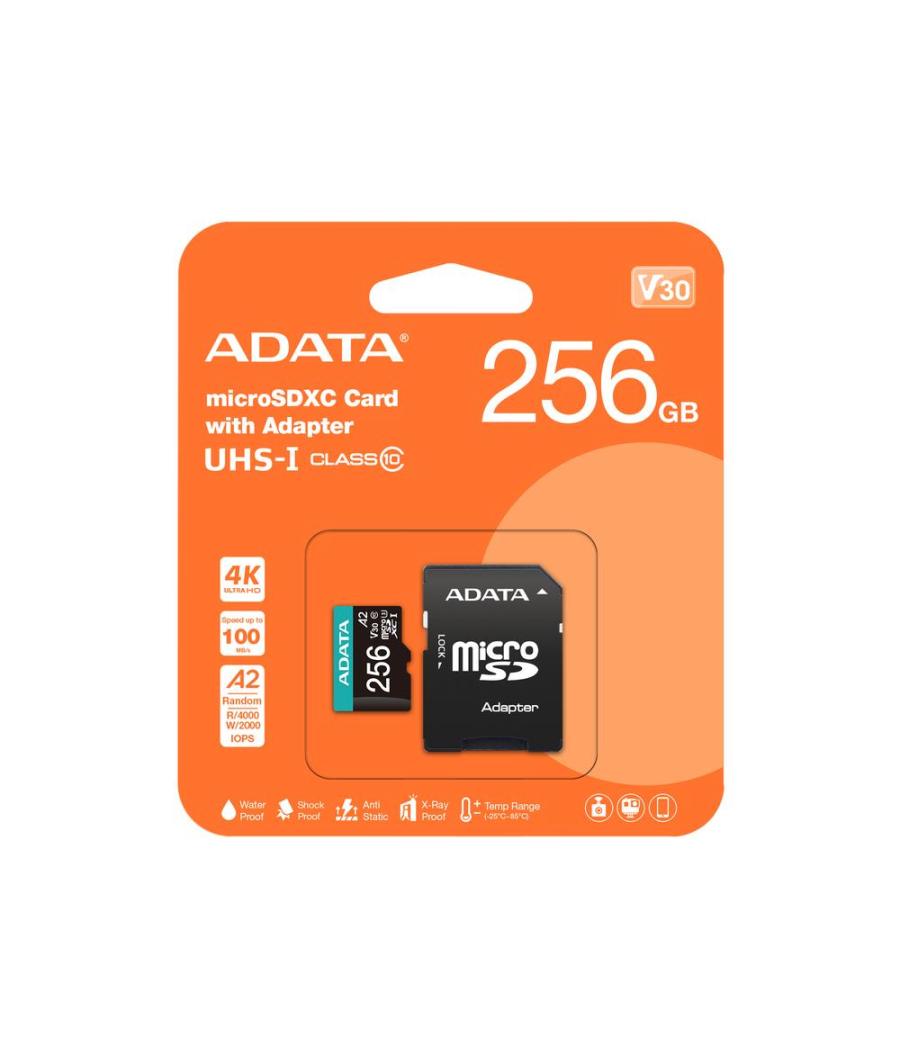 Tarjeta micro sd adata 256gb cl10 + adaptador sd