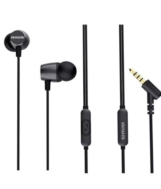 Auriculares intrauditivos aiwa estm-30bk/ con micrófono/ jack 3.5/ negros