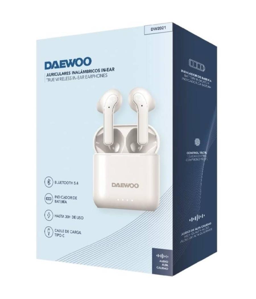 Auriculares bluetooth daewoo dw2021 con estuche de carga/ autonomía 5h/ blancos