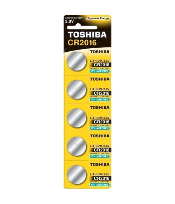 Pack de 5 pilas de botón toshiba cr2016/ 3v