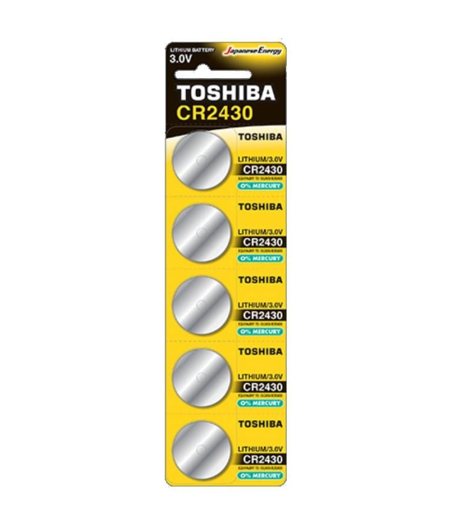 Pack de 5 pilas de botón toshiba cr2430/ 3v/ alcalinas