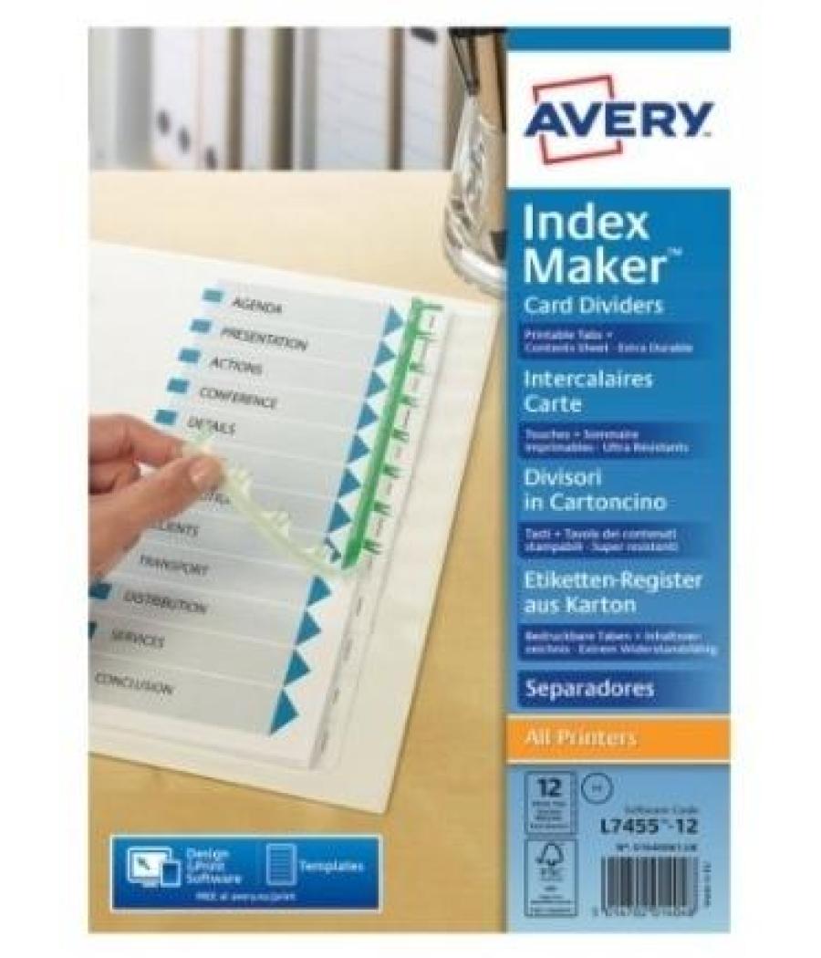 Avery índices separadores 6 pestañas personalizadas index maker 222x297mm blanco