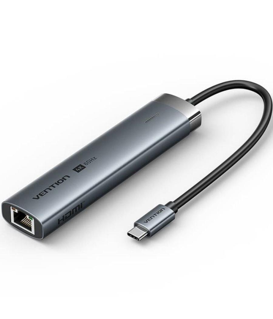 Docking usb tipo-c vention tgnhb/ 1xusb 3.2 tipo-c/ 2xusb/ 1xhdmi/ 1xrj45/ 1xusb tipo-c pd