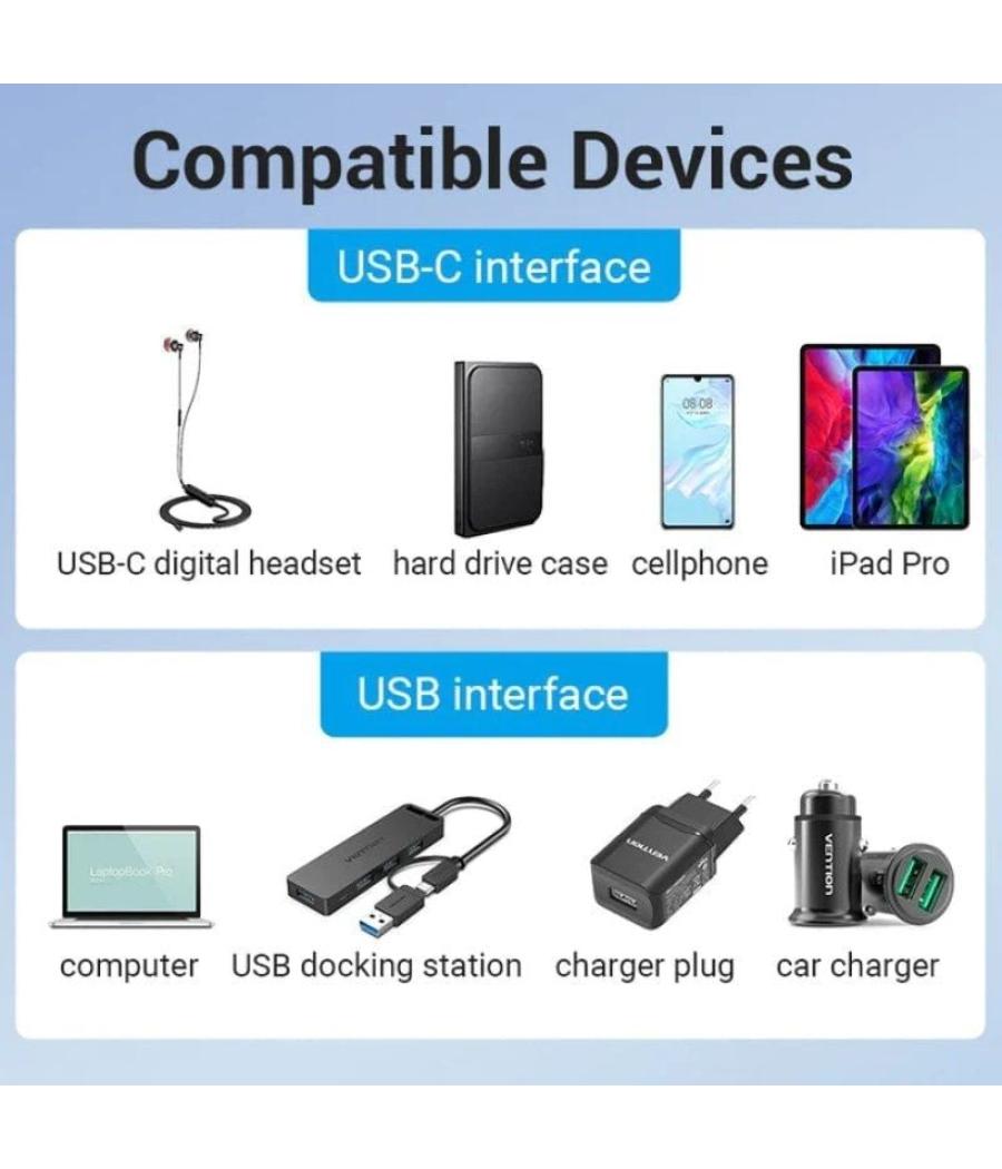 Adaptador usb 3.0 vention cdph0/ usb macho - usb tipo-c hembra