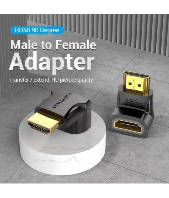 Adaptador hdmi 4k 90º vention aiob0-2/ hdmi macho - hdmi hembra/ pack 2 uds