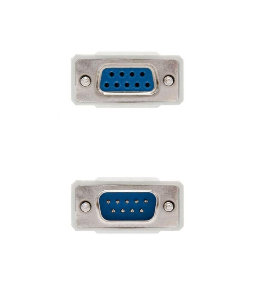 Cable serie null modem nanocable 10.14.0502/ db9 macho - db9 hembra/ 1.8m/ beige