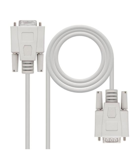 Cable serie null modem nanocable 10.14.0502/ db9 macho - db9 hembra/ 1.8m/ beige