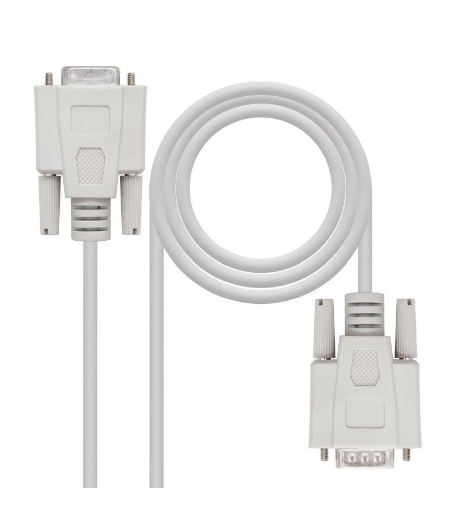 Cable serie null modem nanocable 10.14.0502/ db9 macho - db9 hembra/ 1.8m/ beige