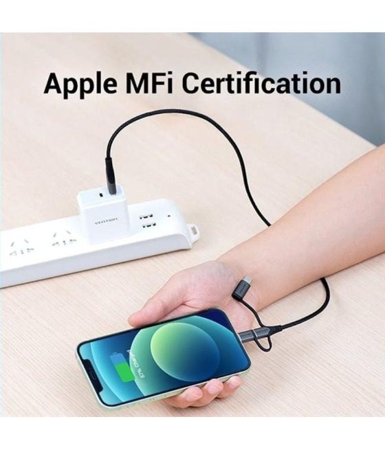 Cable usb 2.0 tipo-c vention cqjhf/ usb macho/ usb tipo-c macho - microusb macho - lightning macho/ 480mbps/ 1m/ gris