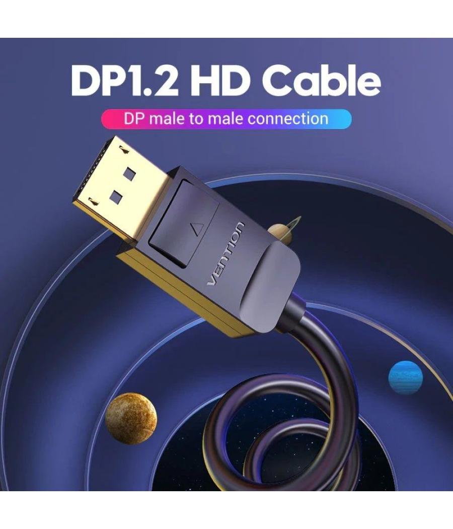 Cable displayport 1.2 4k vention hacbf/ displayport macho - displayport macho/ 1m/ negro