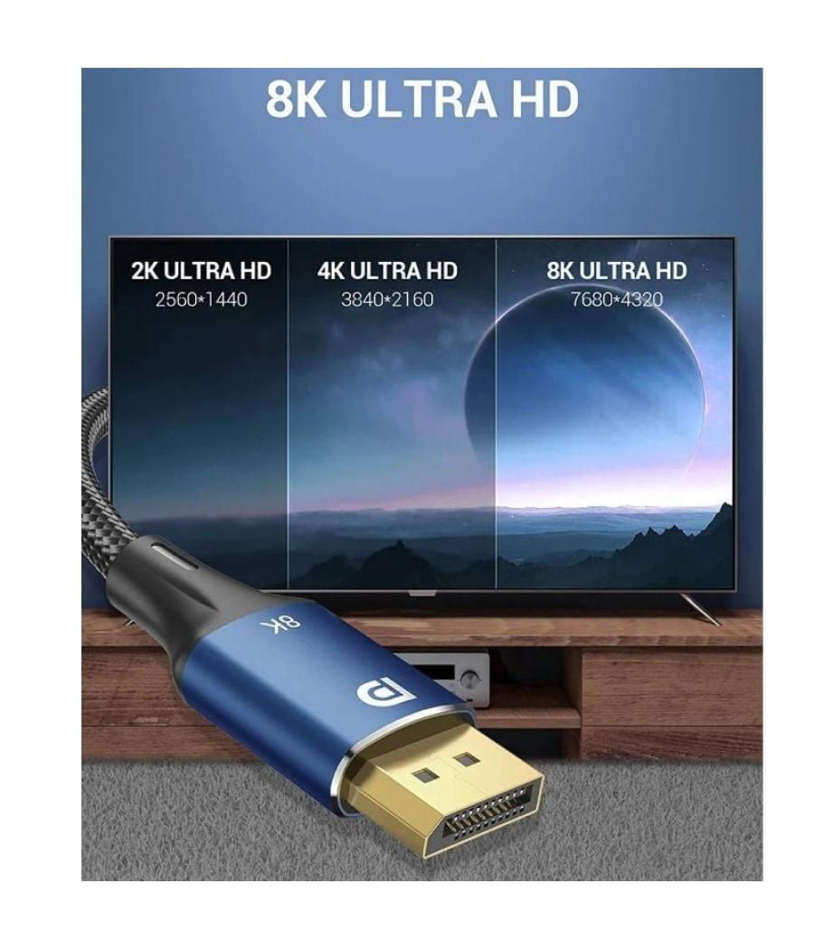 Cable vention hcelf/ displayport macho - displayport 8k macho/ 3m/ azul