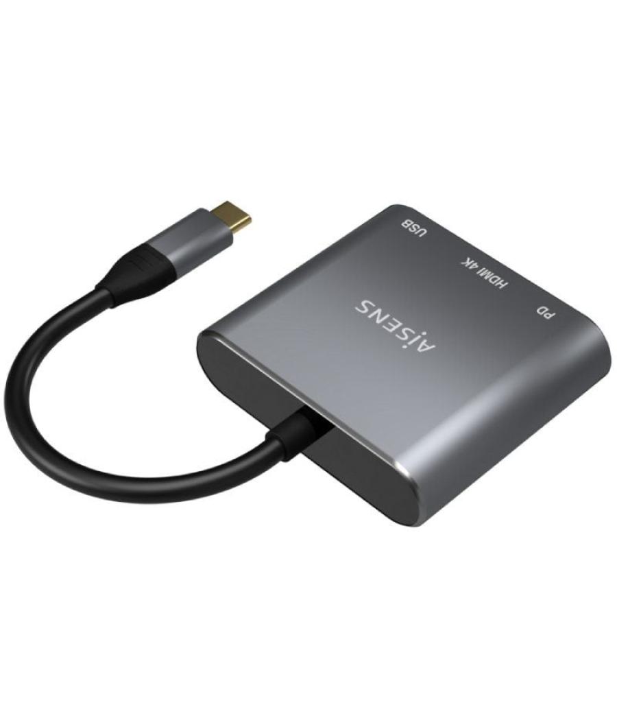 Conversor aisens a109-0669/ usb tipo-c macho/ hdmi hembra - usb hembra - usb tipo-c hembra/ 15cm/ gris