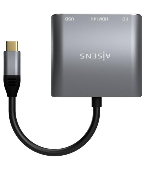 Conversor aisens a109-0669/ usb tipo-c macho/ hdmi hembra - usb hembra - usb tipo-c hembra/ 15cm/ gris