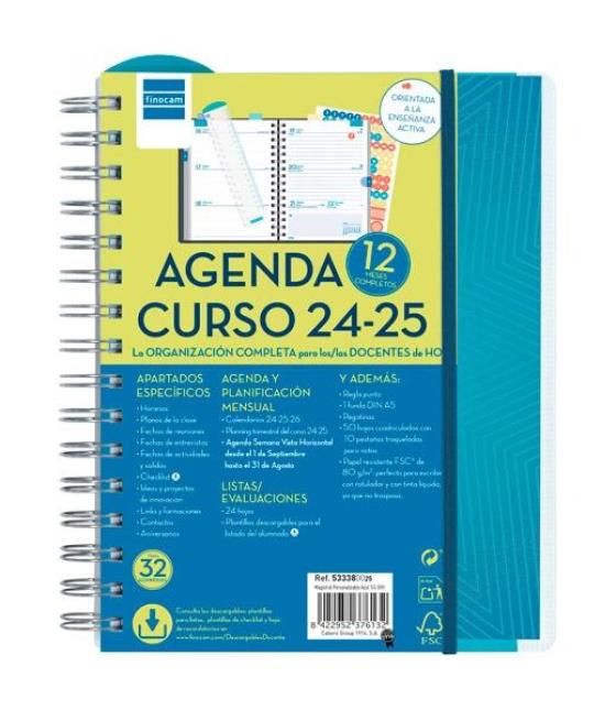 Finocam agenda docente magistral personalizable espiral 4º svh azul 2024-2025