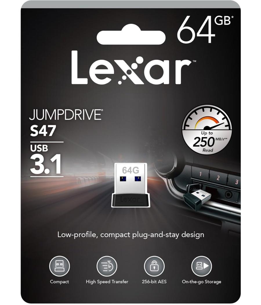 Lexar jumpdrive s47 unidad flash usb 64 gb usb tipo a 3.2 gen 1 (3.1 gen 1) negro