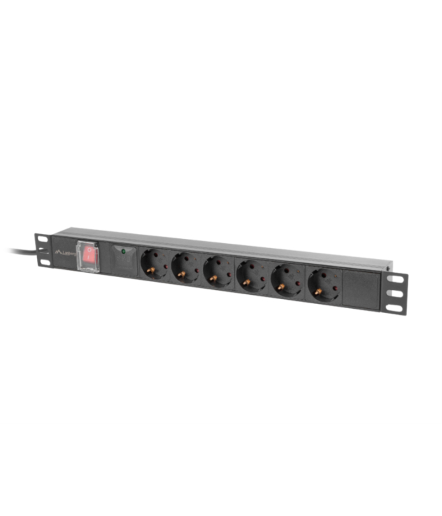 Regleta lanberg 1u 16a rack 19 6x socket schuko negro 2m