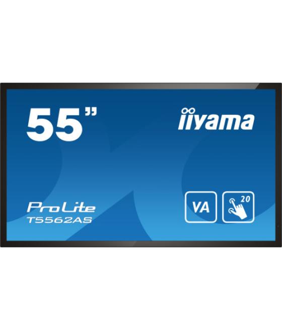 Iiyama t5562as-b1 pantalla de señalización panel plano interactivo 138,7 cm (54.6") va 500 cd / m² 4k ultra hd negro pantalla tá