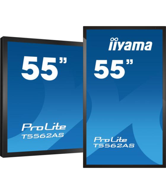 Iiyama t5562as-b1 pantalla de señalización panel plano interactivo 138,7 cm (54.6") va 500 cd / m² 4k ultra hd negro pantalla tá