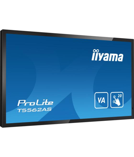 Iiyama t5562as-b1 pantalla de señalización panel plano interactivo 138,7 cm (54.6") va 500 cd / m² 4k ultra hd negro pantalla tá