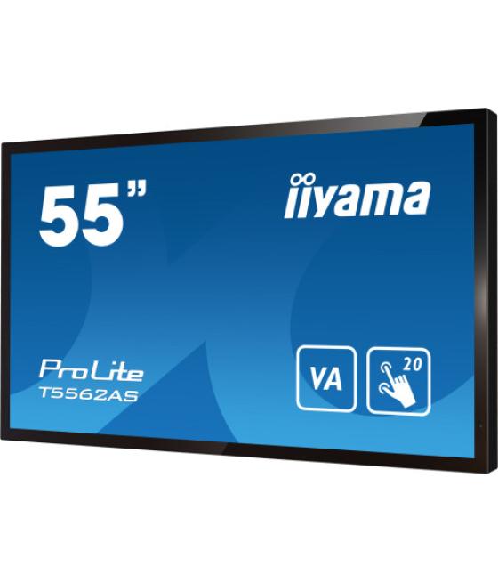 Iiyama t5562as-b1 pantalla de señalización panel plano interactivo 138,7 cm (54.6") va 500 cd / m² 4k ultra hd negro pantalla tá