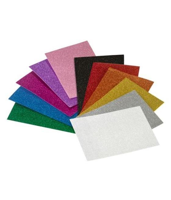 Faibo goma eva 20x30cm grosor 2mm purpurina plata bolsa 3 ud