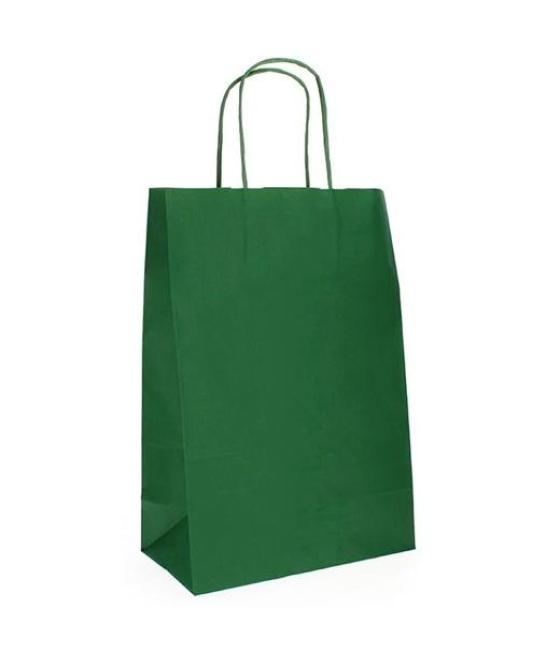 Fama bolsa de asa retorcida 125gr 21x11x29cm papel verde oscuro