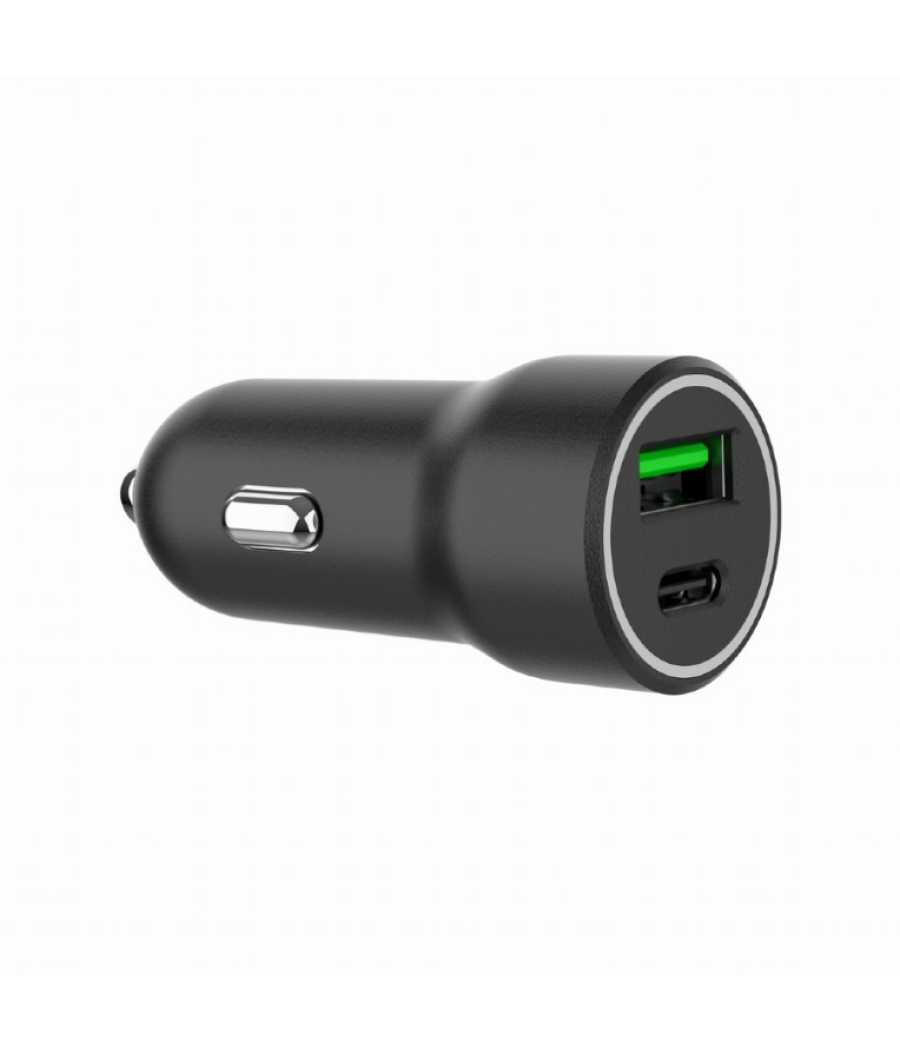 Cargador rapido para coche gembird con 2 puertos usb, tipo c pd, 20 w, negro