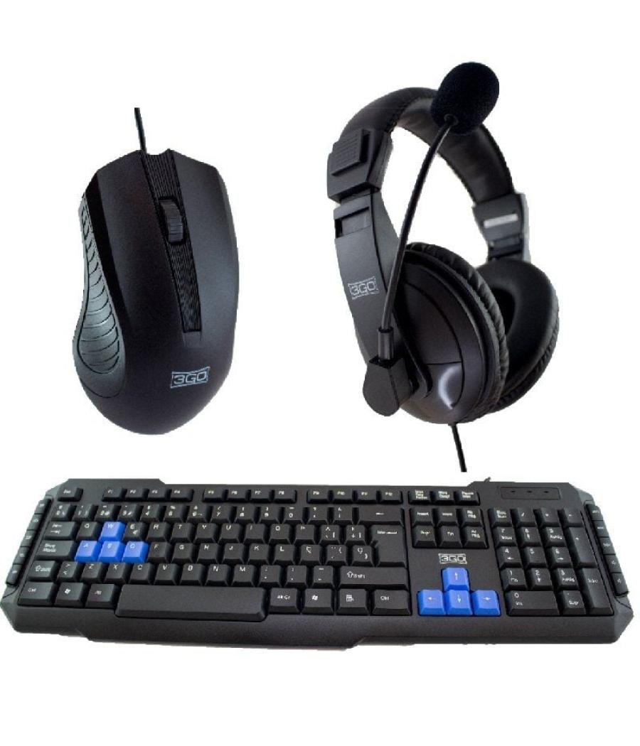 Pack gaming 3go combodrileh 2/ teclado + ratón + auriculares