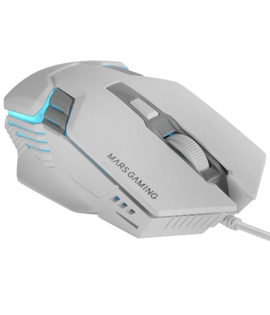 Ratón gaming mars gaming mm024/ hasta 4000 dpi/ blanco