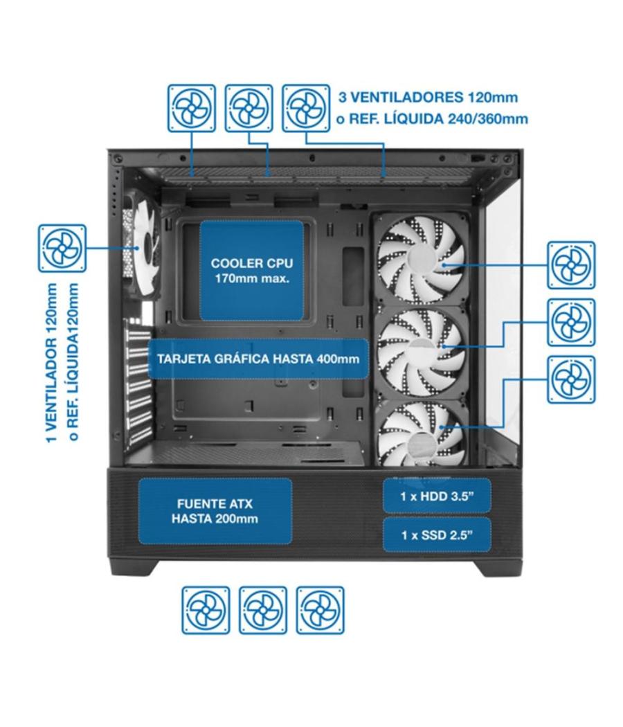 Caja ordenador gaming coolbox ga250 vision argb atx