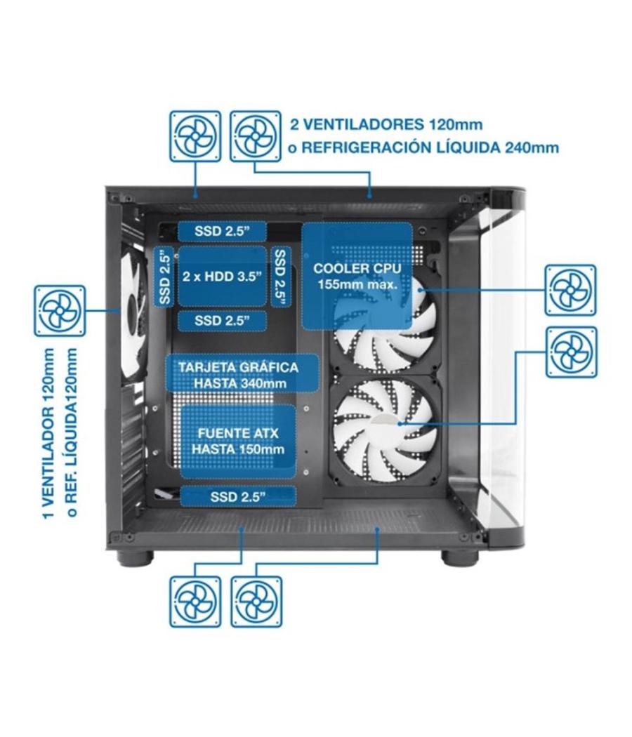 Caja ordenador gaming coolbox gm100 vision argb microatx