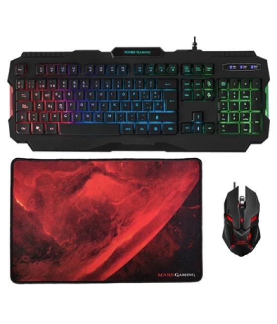 Kit teclado + mouse raton mars gaming mcp118 alfombrilla rainbow