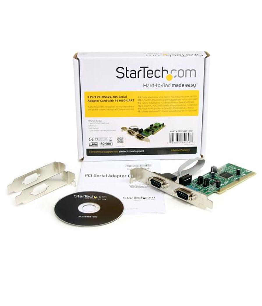 StarTech.com Tarjeta Adaptadora PCI de 2 Puertos Serie RS422/485 DB9 UART 161050 5V o 3.3V