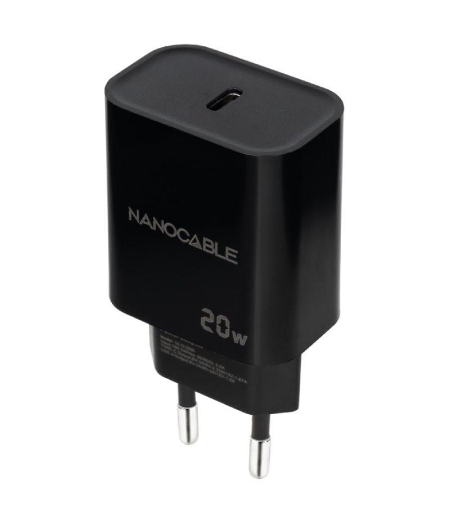 Cargador de pared nanocable 10.10.2006/ 1xusb tipo-c/ 20w/ negro