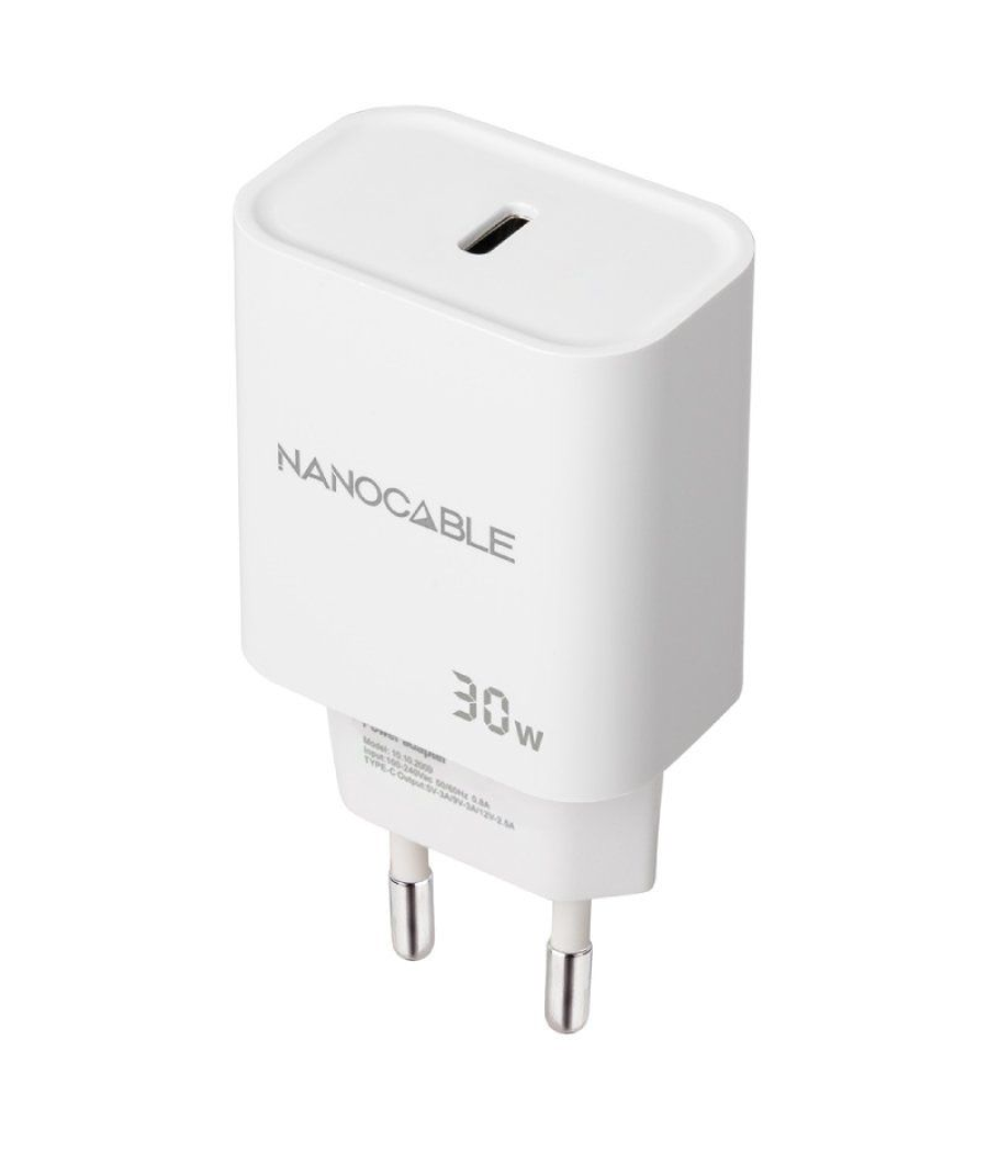 Cargador de pared nanocable 10.10.2009/ 1xusb tipo-c/ 30w/ blanco