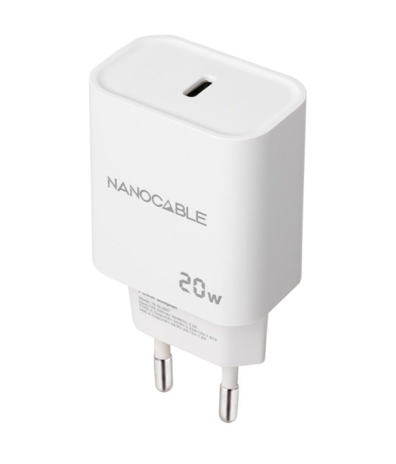 Cargador de pared nanocable 10.10.2005/ 1xusb tipo-c/ 20w/ blanco