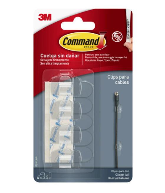 Blister 4 clips adhesivos transparentes para cables redondos command 17017clr 3m 7100309226