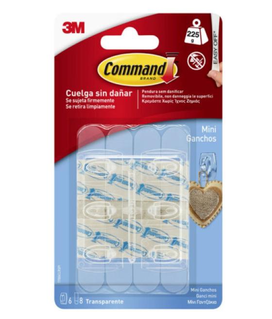 Blister 6 miniganchos adhesivos transparentes hasta 225g command 17006clr 3m 710027363