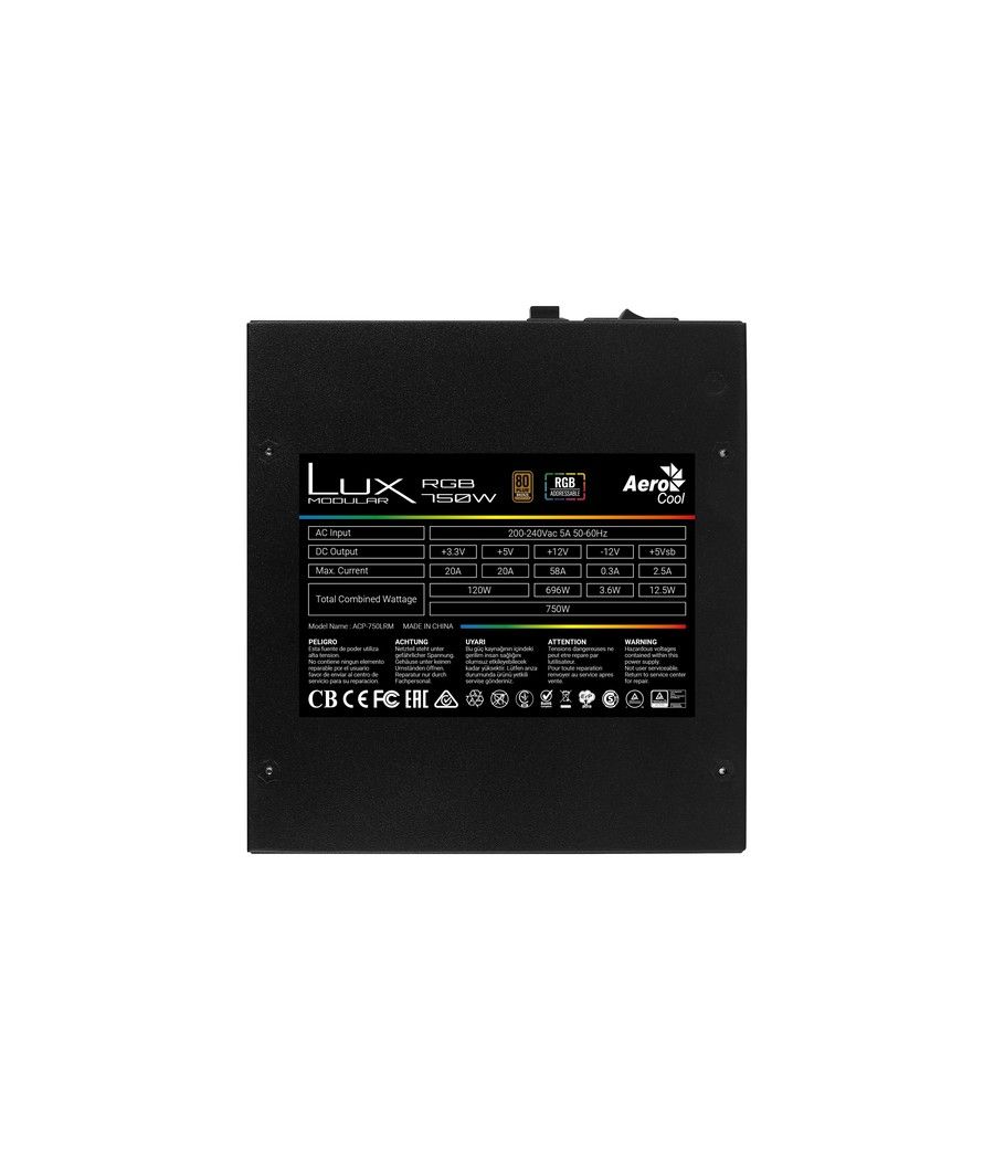 Aerocool LUX RGB 750W ATX PSU 80+ BRONZE RGB - Imagen 7