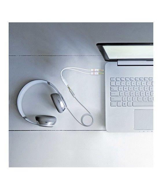 Nanocable Cable Adaptador Audio Jack 3.5/H de 4 Pines a 2 Jack 3.5/M de 3 Pines, Blanco, 20 Cm - Imagen 4