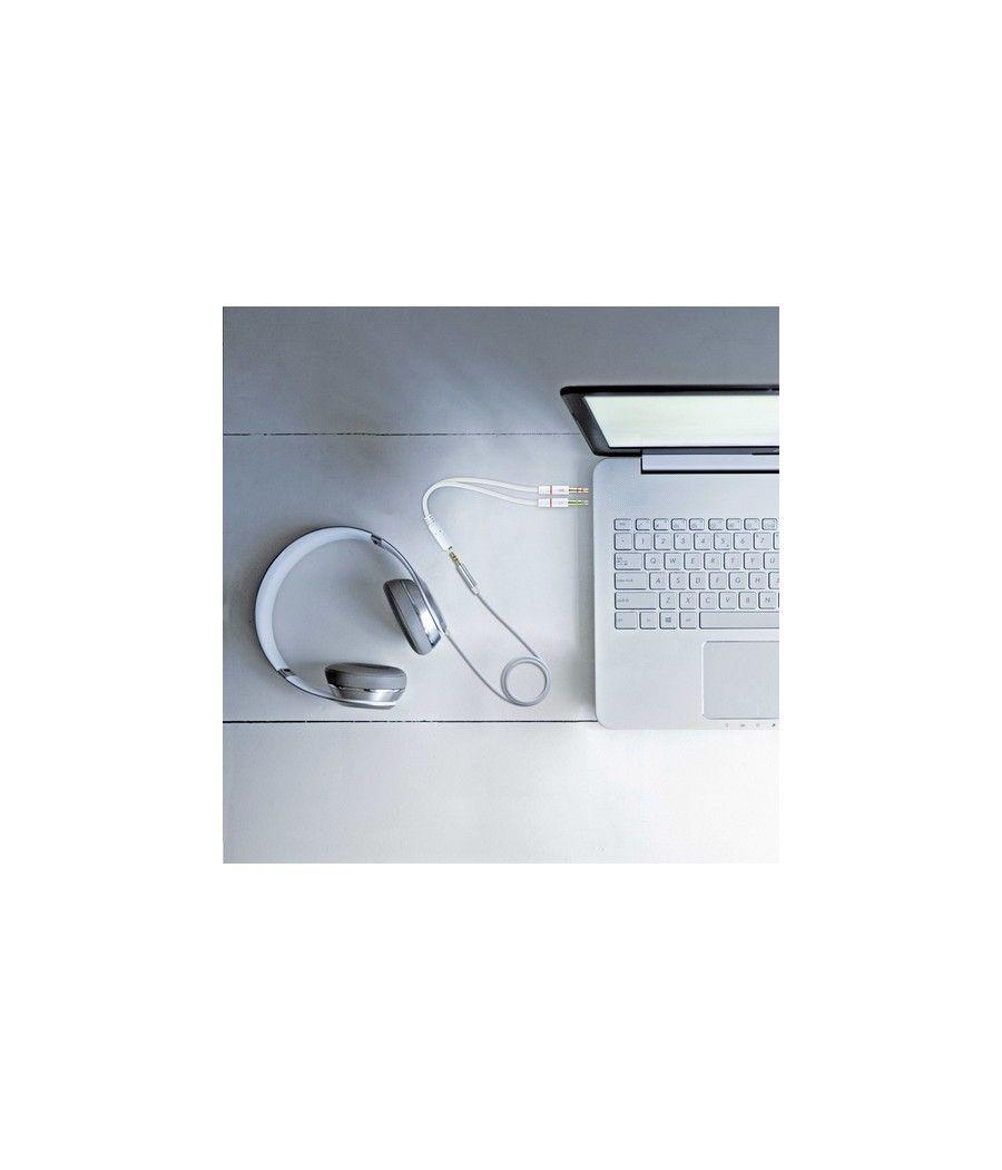 Nanocable Cable Adaptador Audio Jack 3.5/H de 4 Pines a 2 Jack 3.5/M de 3 Pines, Blanco, 20 Cm - Imagen 4
