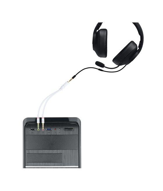 Nanocable Cable Adaptador Audio Jack 3.5/H de 4 Pines a 2 Jack 3.5/M de 3 Pines, Blanco, 20 Cm - Imagen 5