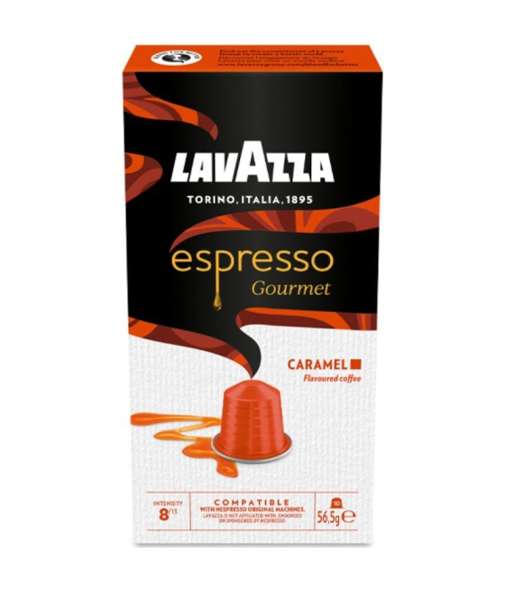 Cápsula lavazza espresso gourmet caramel para cafeteras nespresso/ caja de 10