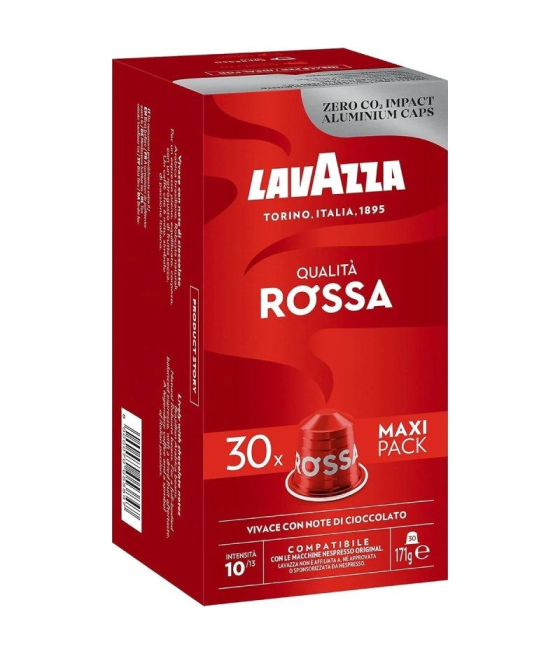 Cápsula lavazza qualitá rossa para cafeteras nespresso/ caja de 30