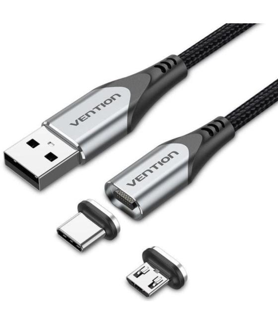Cable de carga magnético usb tipo-c con adaptador microusb vention cqmhf/ usb macho/ usb tipo-c macho - microusb macho/ hasta 60